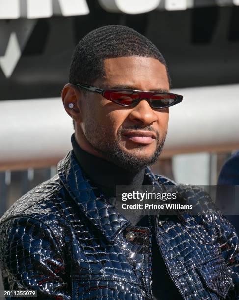 Usher Raymond attends The Black Music And Entertainment Walk Of Fame Honors Usher at Black Music and Entertainment Walk of Fame on February 14, 2024...