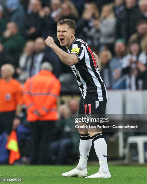 Newcastle United's Matt Ritchie celebrates scoring his side's equalising goal to make the score 2-2 during the Premier League match between Newcastle...