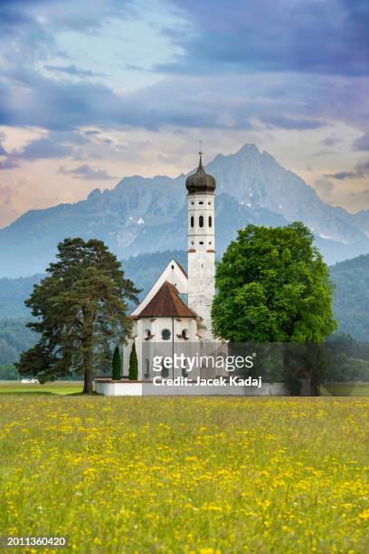 saint coloman church near the neuschwanstein castle - schwangau stock pictures, royalty-free photos & images