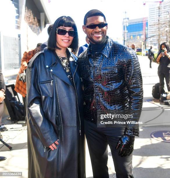 Usher and Jennifer Goicoechea attend The Black Music And Entertainment Walk Of Fame Honors Usher at Black Music and Entertainment Walk of Fame on...