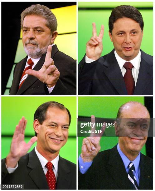 Photo montage of the four main Brazilian presidential candidates Ciro Gomes, of Social Progressive Party, Jose Serra of the ruling party, Anthony...