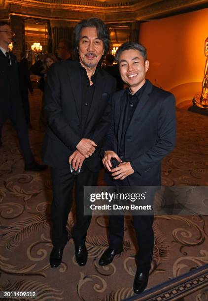 Kji Yakusho and Koji Yanai attend The 96th Oscars Nominees Reception at The Dorchester on February 17, 2024 in London, England.