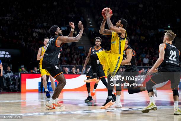 Trevion Williams from Ratiopharm Ulm and Sterling Brown from ALBA Berlin during the semi-final match between ALBA Berlin and Ratiopharm Ulm on in...