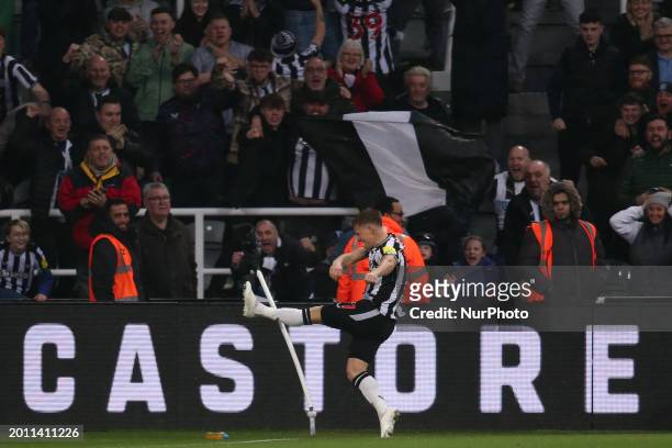 Matt Ritchie is celebrating his goal during the Premier League match between Newcastle United and Bournemouth at St. James's Park in Newcastle, on...