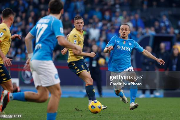 Stanislav Lobotka of Napoli is playing in the Serie A soccer match between SSC Napoli and Genoa FC at Stadio Maradona in Naples, Italy, on February...