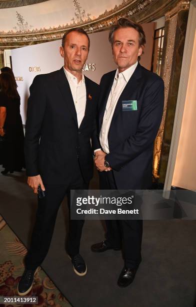 John Battsek and Christopher Sharp attend The 96th Oscars Nominees Reception at The Dorchester on February 17, 2024 in London, England.