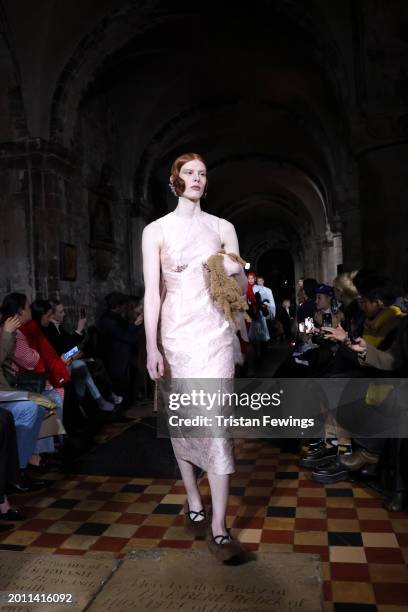 Models walk the runway during the finale at the Simone Rocha show during London Fashion Week February 2024 at St Bartholomew the Great, Barbican on...