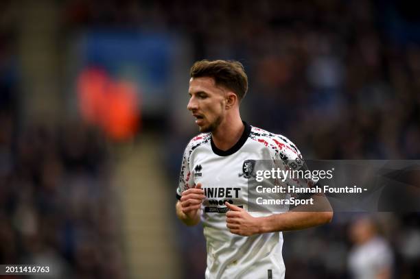 Middlesbrough's Dan Barlaser during the Sky Bet Championship match between Leicester City and Middlesbrough at The King Power Stadium on February 17,...