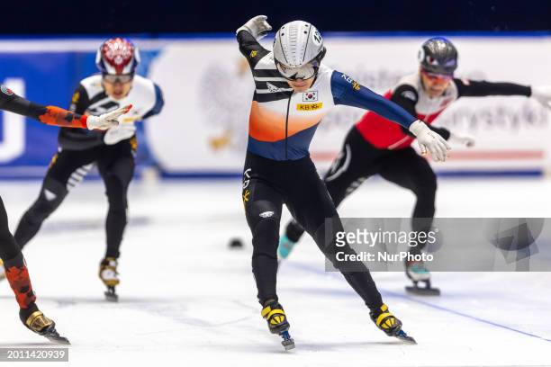 Yi Ra Seo is competing in the final 500m men's event on the second day of the ISU World Cup Short Track Speed Skating in Gdansk, Poland, on February...