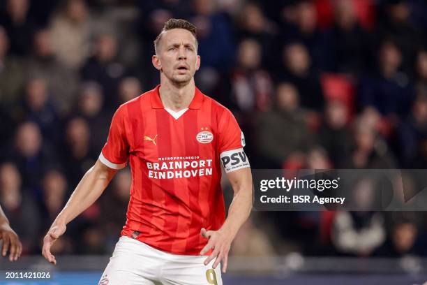 Luuk de Jong of PSV looks on during the Dutch Eredivisie match between PSV and Heracles Almelo at Philips Stadion on February 16, 2024 in Eindhoven,...