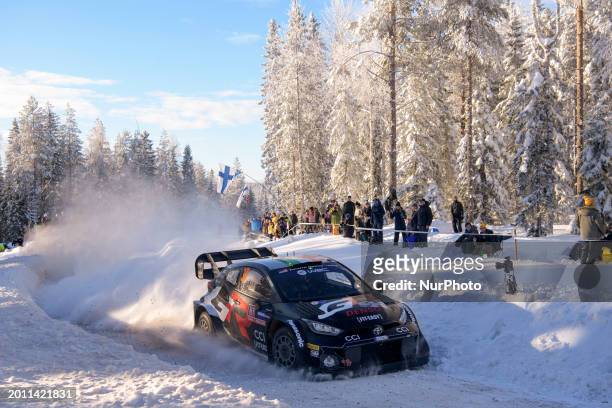Drivers Lorenzo Bertelli and Simone Scattolin of Team Toyota Gazoo Racing WRT, in their Toyota GR Yaris Rally1 Hybrid, are facing day two of the race...