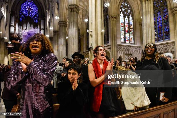 People react to Billy Porter's singing during the funeral of transgender community activist Cecilia Gentili at St. Patrick's Cathedral on February...