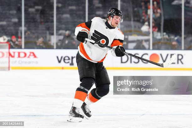 Travis Sanheim of the Philadelphia Flyers skates in the second period of the 2024 Navy Federal Credit Union Stadium Series game against the New...