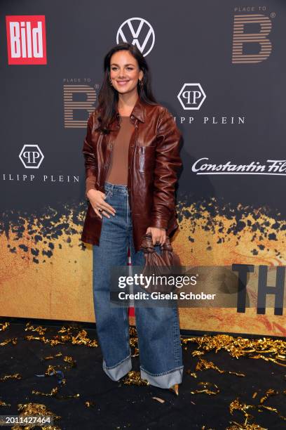 Janina Uhse during the Place To B "Sparkling Black Carpet"' Party at restaurant Borchardt on February 17, 2024 in Berlin, Germany.