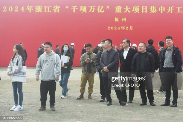 Citizens attend the groundbreaking ceremony for the construction of the main campus of the Hangzhou Institute for Advanced Studies at the University...