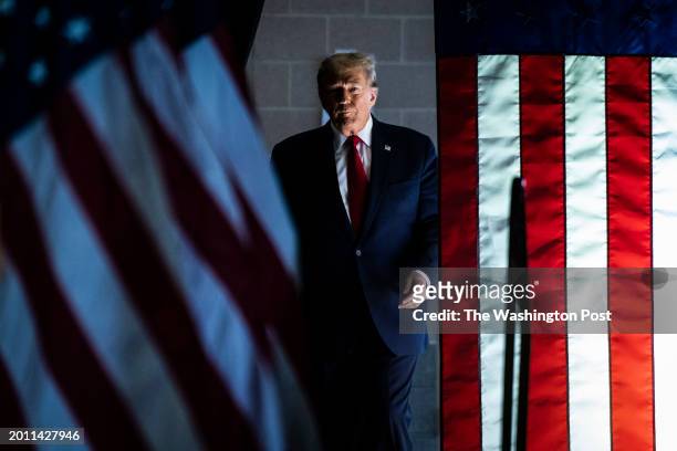 Conway, SC Republican presidential candidate former President Donald Trump walks out to speak at a Get Out The Vote campaign rally held at Coastal...