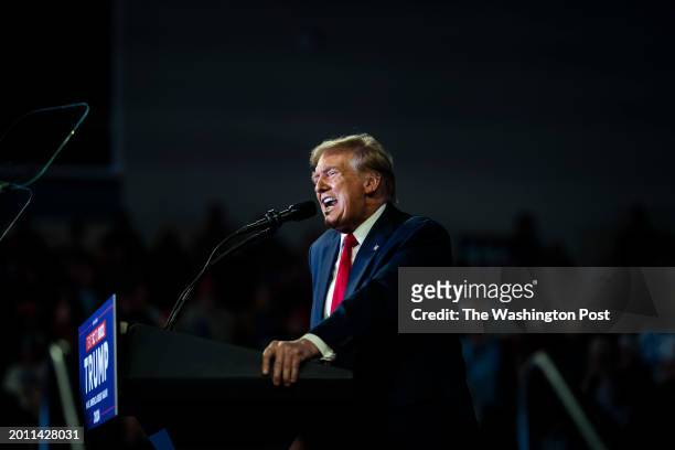 Conway, SC Republican presidential candidate former President Donald Trump speaks at a Get Out The Vote campaign rally held at Coastal Carolina...