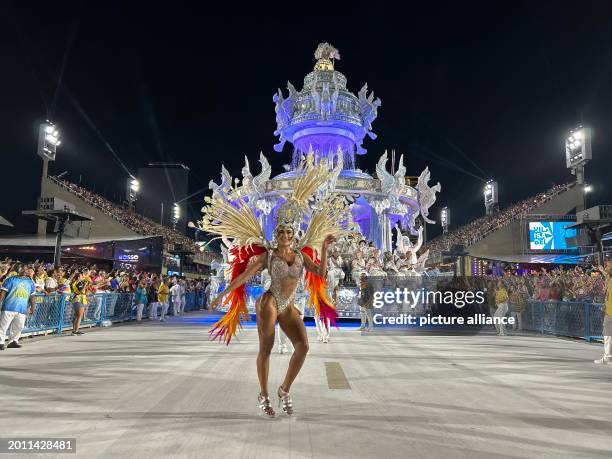 February 2024, Brazil, Rio de Janeiro: Performers perform at the Sambodrome Carnival in Rio de Janeiro. Photo: Philipp Znidar/dpa