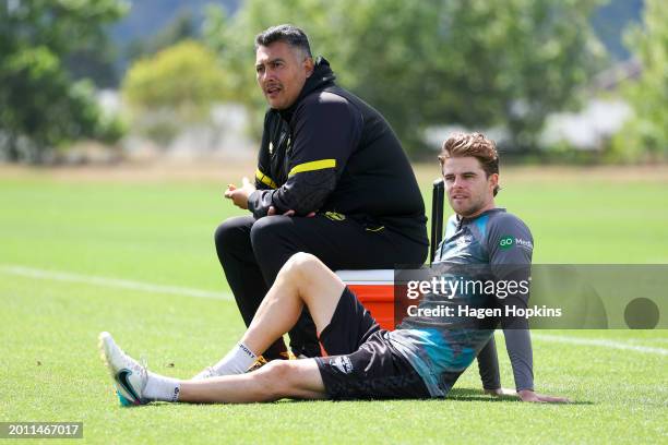 Coach Giancarlo Italiano and captain Alex Rufer look on during a Wellington Phoenix A-League Player Signing Announcement & Training Session at NZCIS...