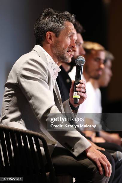 Los Angeles Football Club co-President and General Manager John Thorrington speaks at a news conference at InterContinental Los Angeles Downtown on...