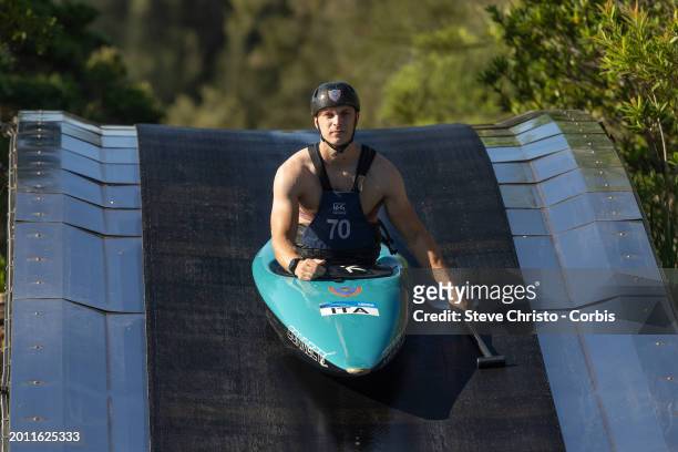 Paolo Ceccon of Italy at training during the Australian 2024 Paris Olympic Games Canoe Slalom Squad Announcement & Training Session at Penrith...