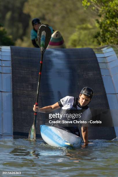 Teams training during the Australian 2024 Paris Olympic Games Canoe Slalom Squad Announcement & Training Session at Penrith Whitewater Stadium on...