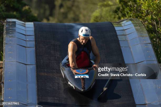 Giovanni De Gennaro of Italy at training during the Australian 2024 Paris Olympic Games Canoe Slalom Squad Announcement & Training Session at Penrith...