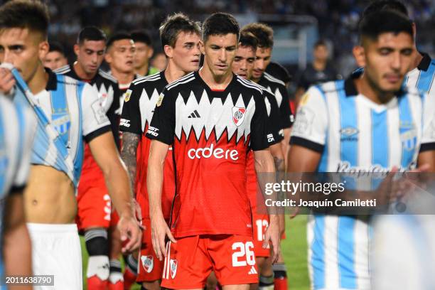 Ignacio Fernández of River Plate leaves the pitch after the first half during a Copa de la Liga 2024 Group A match between Atletico Tucuman and River...