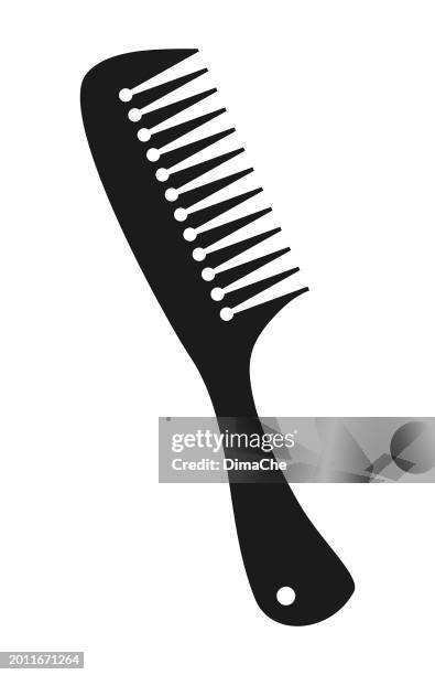 detangling and styling comb, flat top comb silhouette - cut out vector icon - plastic comb stock illustrations