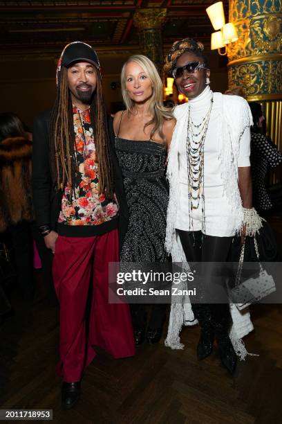 Ty Hunter, Indira Cesarine and Tinu attend the Frederick Anderson Collection Fall 2024 Runway at Prince George Ballroom on February 14, 2024 in New...