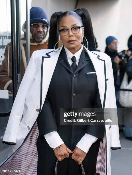 Singer/actress Janet Jackson is seen arriving to the Thom Browne fashion show during New York Fashion Week at The Shed on February 14, 2024 in New...