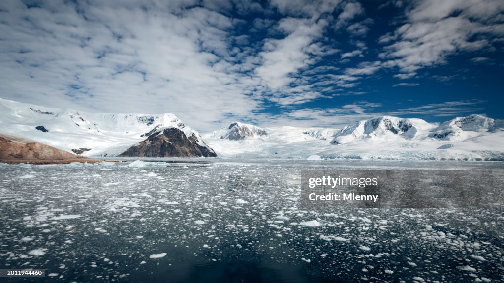 Antarctica Drift Ice and Icebergs in Coastal Antarctic Glacier Bay