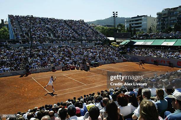 General view taken during the Final of the ATP Seat Open held on April 27, 2003 at the Real Club de Tenis, in Barcelona, Spain. Carlos Moya of Spain...