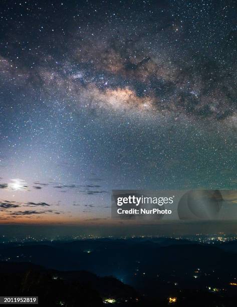 The Milky Way is being seen over the viewpoint in Haputale, Sri Lanka, on February 18, 2024.
