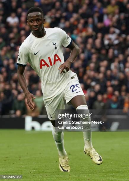 Tottenham Hotspur's Pape Matar Sarr during the Premier League match between Tottenham Hotspur and Wolverhampton Wanderers at Tottenham Hotspur...