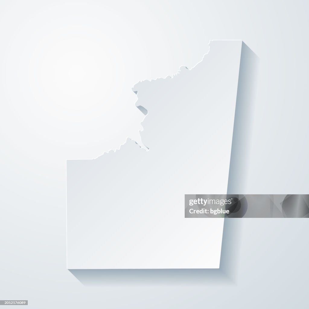 Lowndes County, Mississippi. Map with paper cut effect on blank background