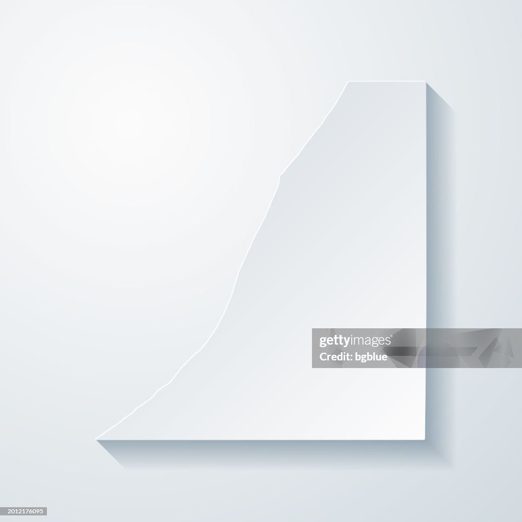 Berrien County, Michigan. Map with paper cut effect on blank background