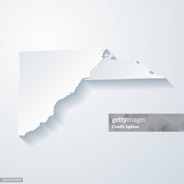 lucas county, ohio. map with paper cut effect on blank background - toledo stock illustrations