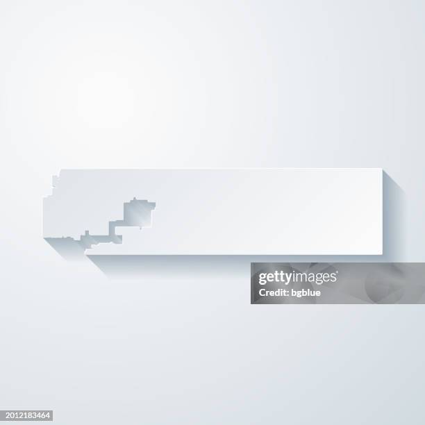 adams county, colorado. map with paper cut effect on blank background - brighton colorado stock illustrations