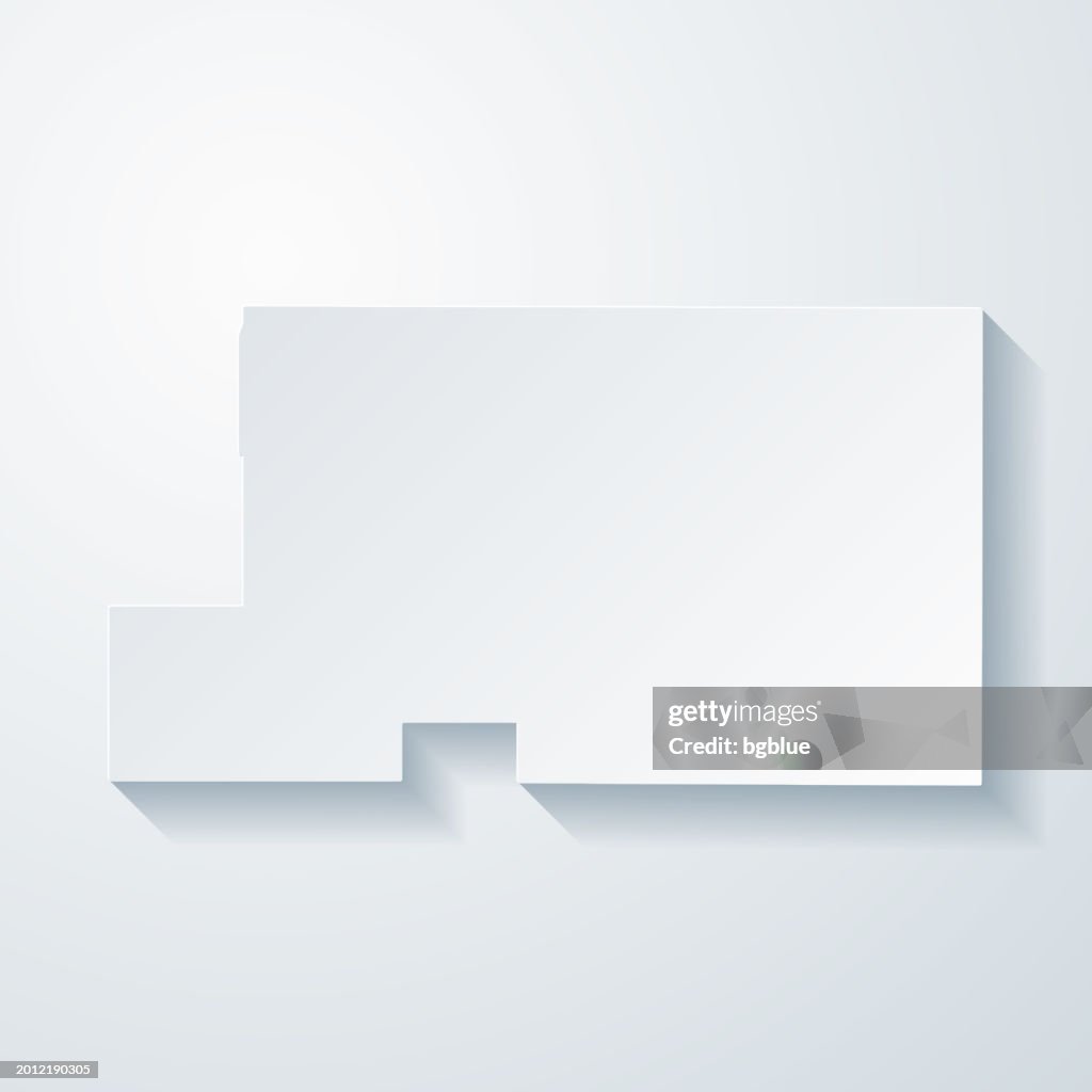 Mahoning County, Ohio. Map with paper cut effect on blank background