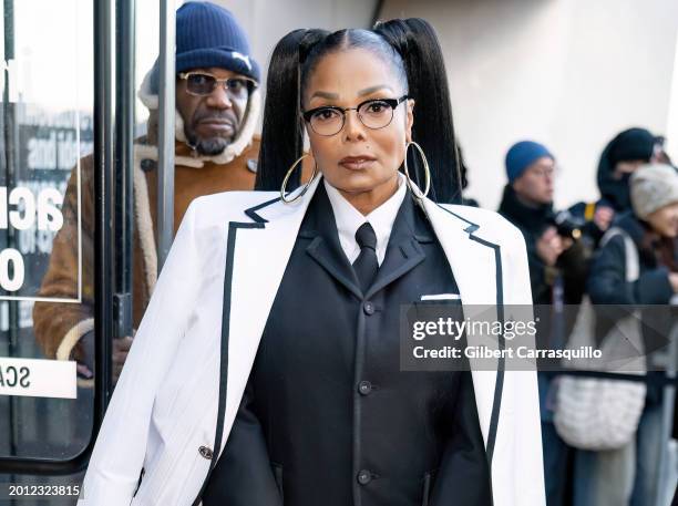 Singer/actress Janet Jackson is seen arriving to the Thom Browne fashion show during New York Fashion Week at The Shed on February 14, 2024 in New...