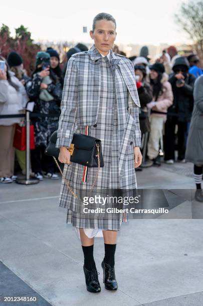 Dree Hemingway is seen arriving to the Thom Browne fashion show during New York Fashion Week at The Shed on February 14, 2024 in New York City.