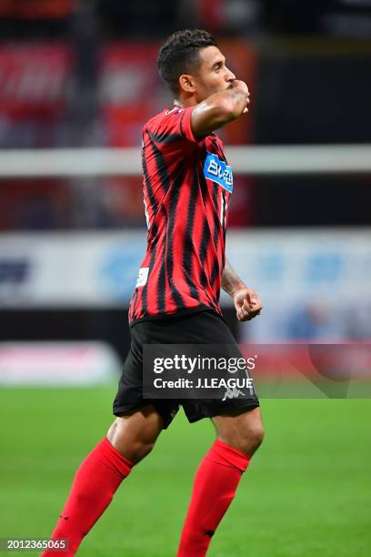 Jonathan Reis of Consadole Sapporo celebrates after scoring the team's second goal during the J.League J1 match between Hokkaido Consadole Sapporo...