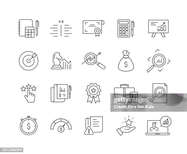 assessments line icon set with editable stroke - internal auditory canal stock illustrations