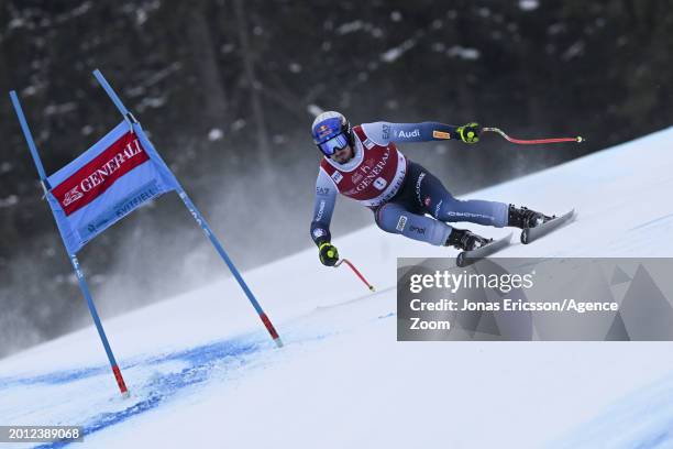 Dominik Paris of Team Italy in action during the Audi FIS Alpine Ski World Cup Men's Super G on February 18, 2024 in Kvitfjell Norway.