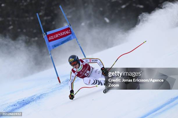 Simon Jocher of Team Germany in action during the Audi FIS Alpine Ski World Cup Men's Super G on February 18, 2024 in Kvitfjell Norway.