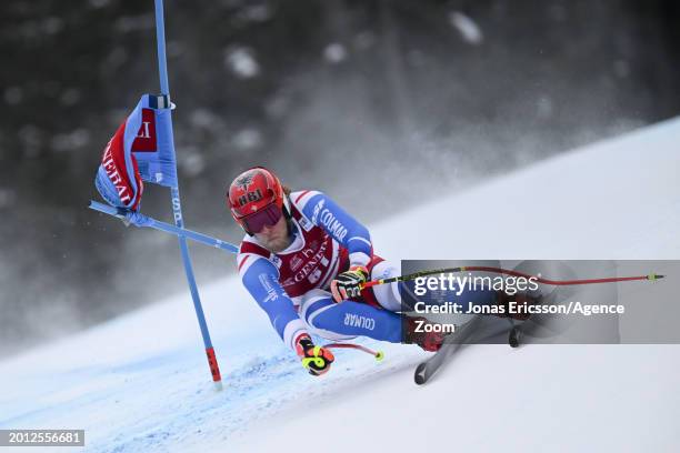 Ken Caillot of Team France in action during the Audi FIS Alpine Ski World Cup Men's Super G on February 18, 2024 in Kvitfjell Norway.