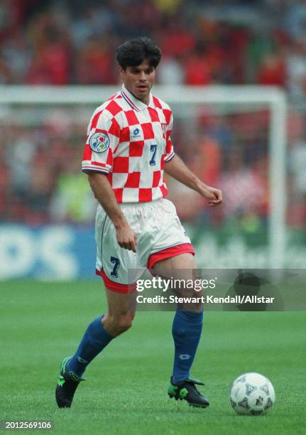 June 19: Aljosa Asanovic of Croatia on the ball during the UEFA Euro 1996 Group D match between Croatia and Portugal at City Ground on June 19, 1996...