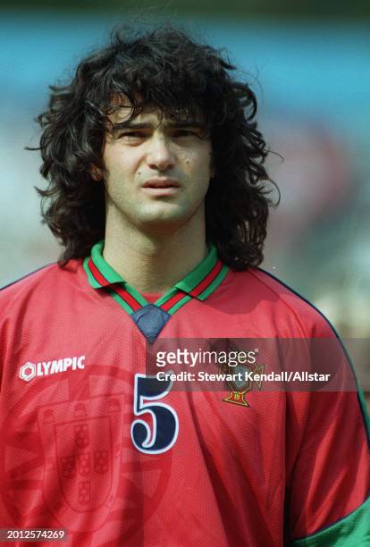 June 19: Fernando Couto of Portugal portrait before the UEFA Euro 1996 Group D match between Croatia and Portugal at City Ground on June 19, 1996 in...