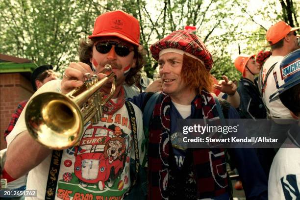 June 10: Dutch Fans at the UEFA Euro 1996 Group A match between Holland and Scotland at Villa Park on June 10, 1996 in Birmingham, England.